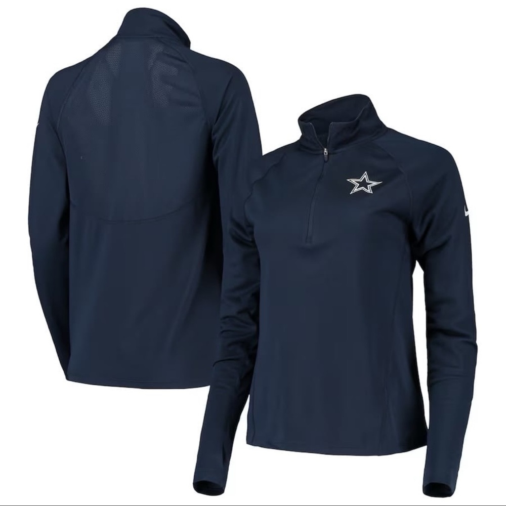 Nike NFL Team Apparel Dallas Cowboys Navy Quarter Zip Pull Over Jacket Medium